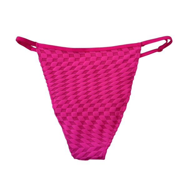 Good American Hot Pink Textured Bikini Bottoms Size Large Adjustable Side Swim - Picture 5 of 5